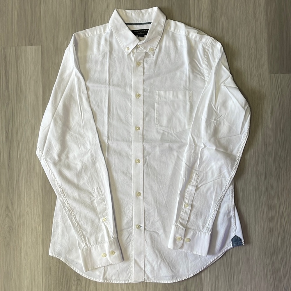 Banana Republic Slim Stretch Dress Shirt - White (L)